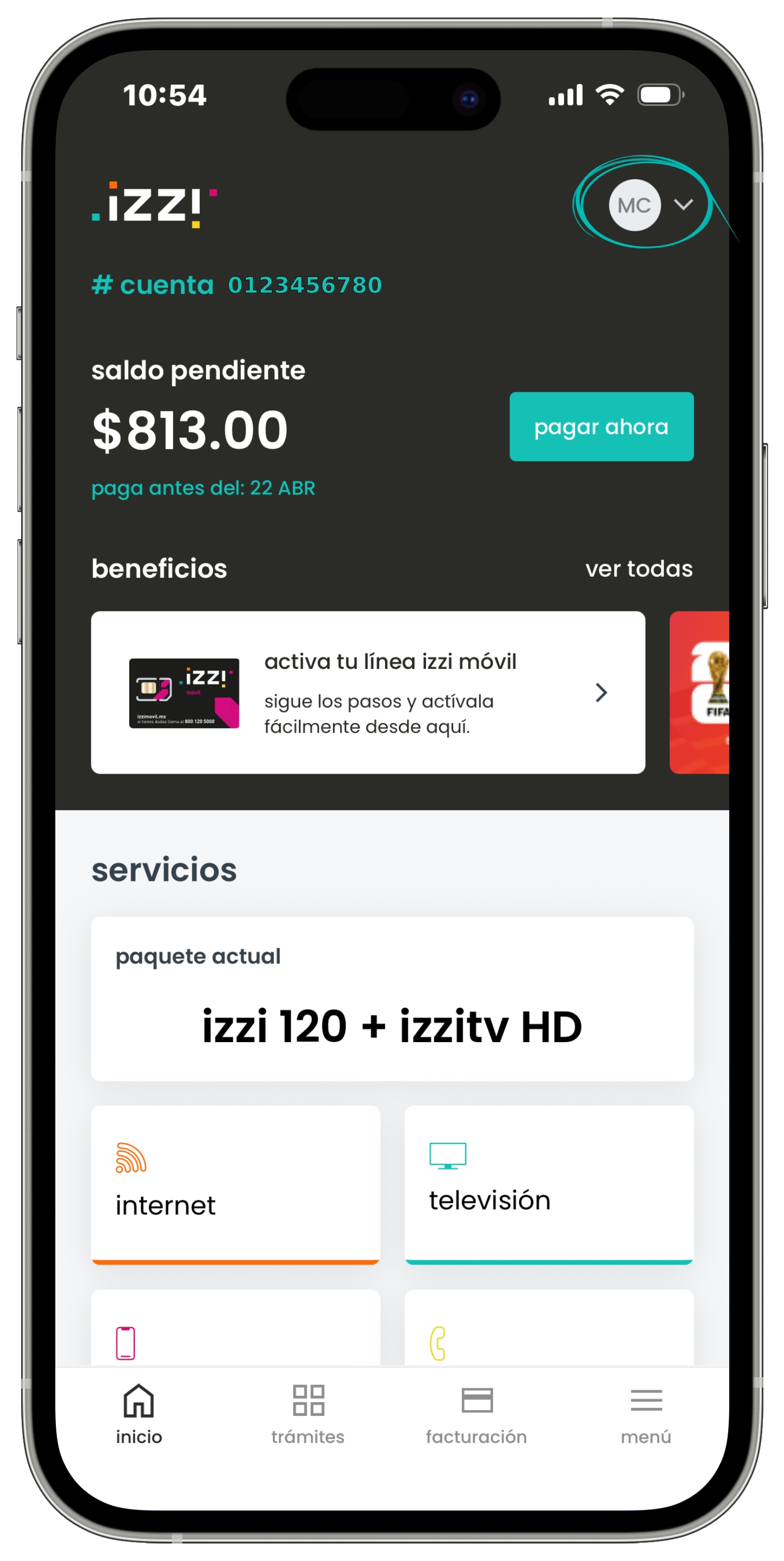 Izzi App - Pantalla Inicio - Perfil.jpg
