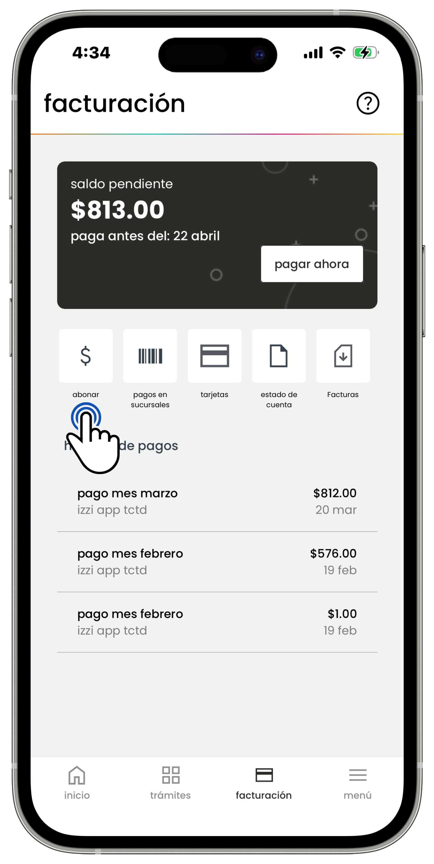 Izzi App - Facturación - Opción Abonar.jpg