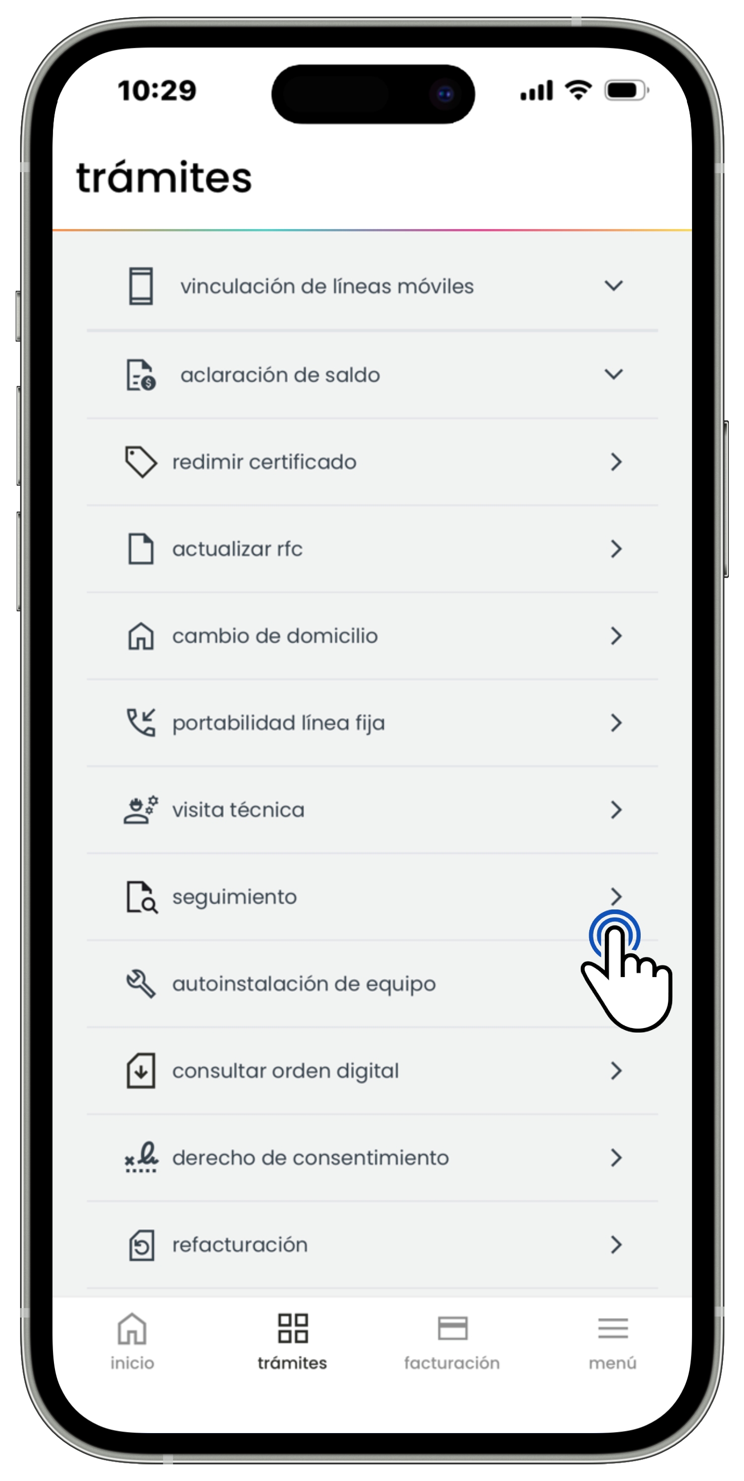 Izzi App - Trámites - Opción Seguimiento.jpg