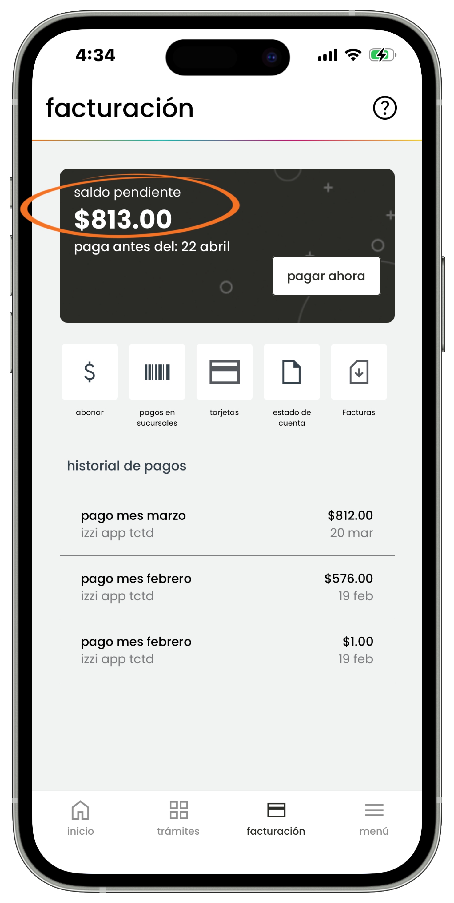 Izzi App - Facturación - Saldo pendiente.jpg