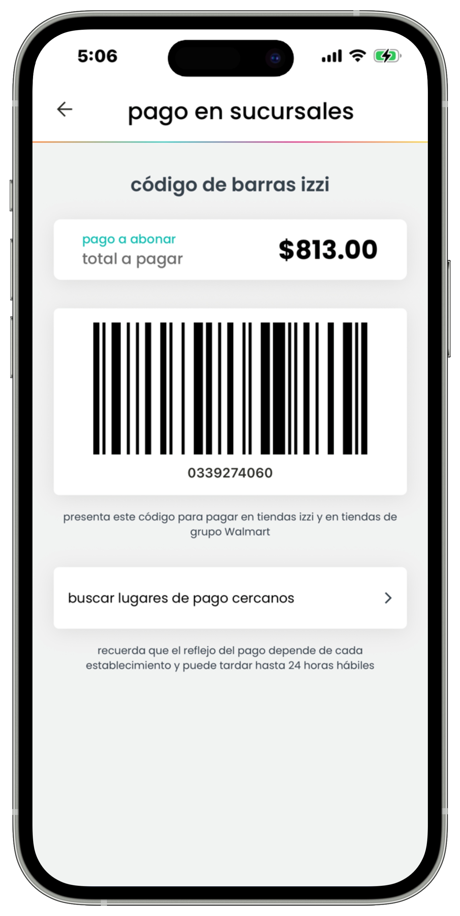 Izzi App - Facturación - Pago en sucursales - Código de barras.jpg