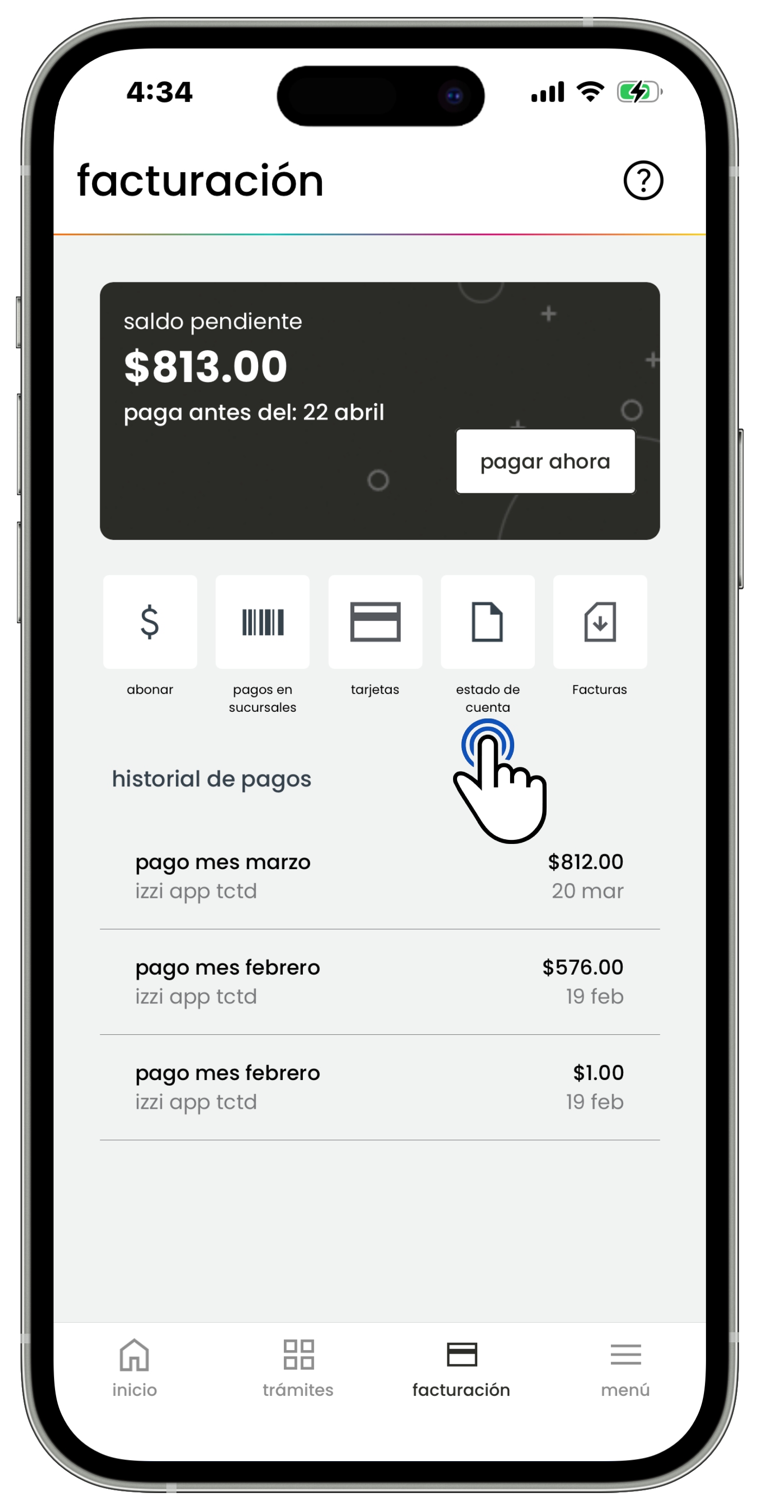 Izzi App - Opción Estado de cuenta.jpg