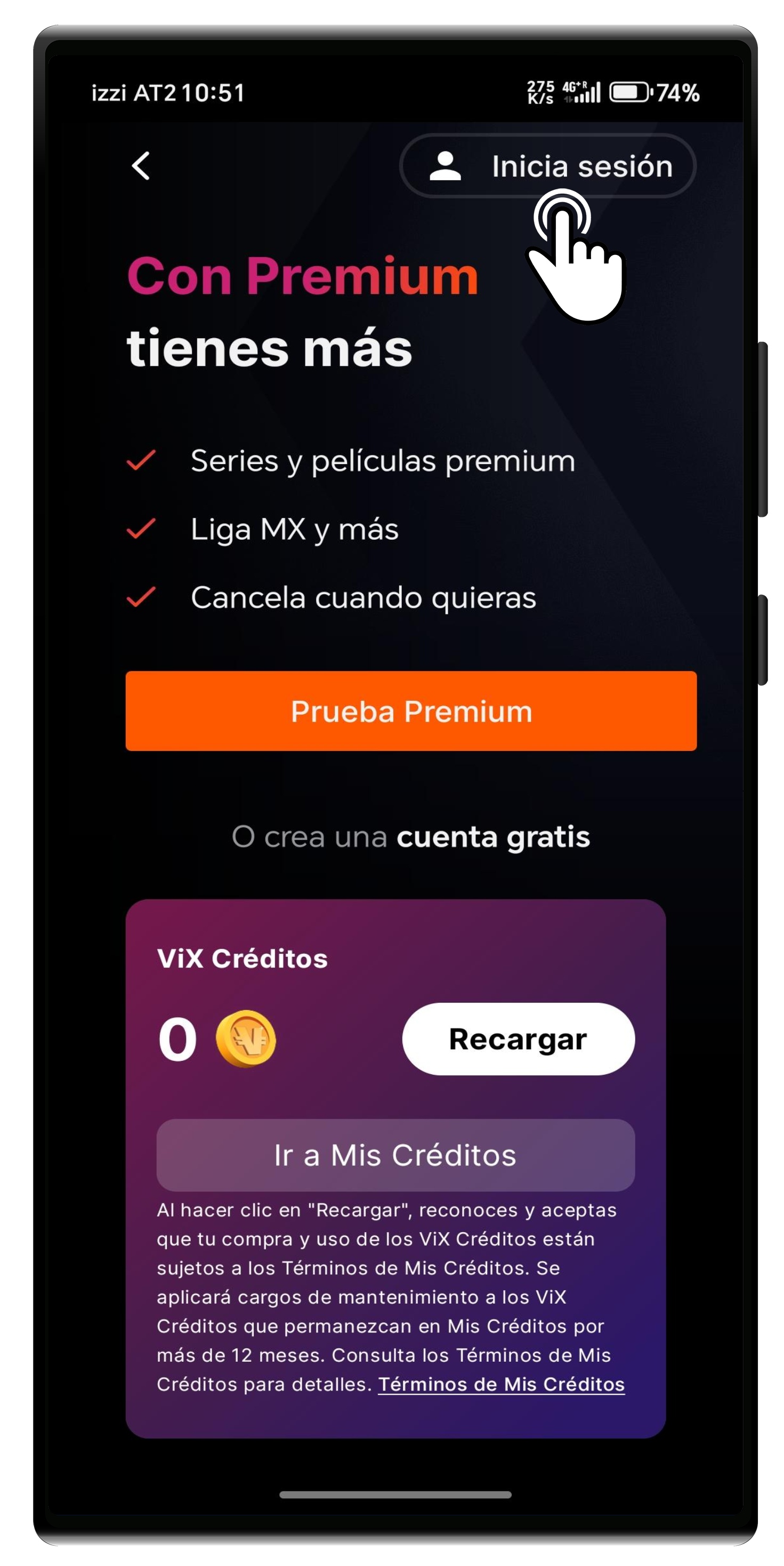 Inicio de sesión ViX - Android 2.jpg