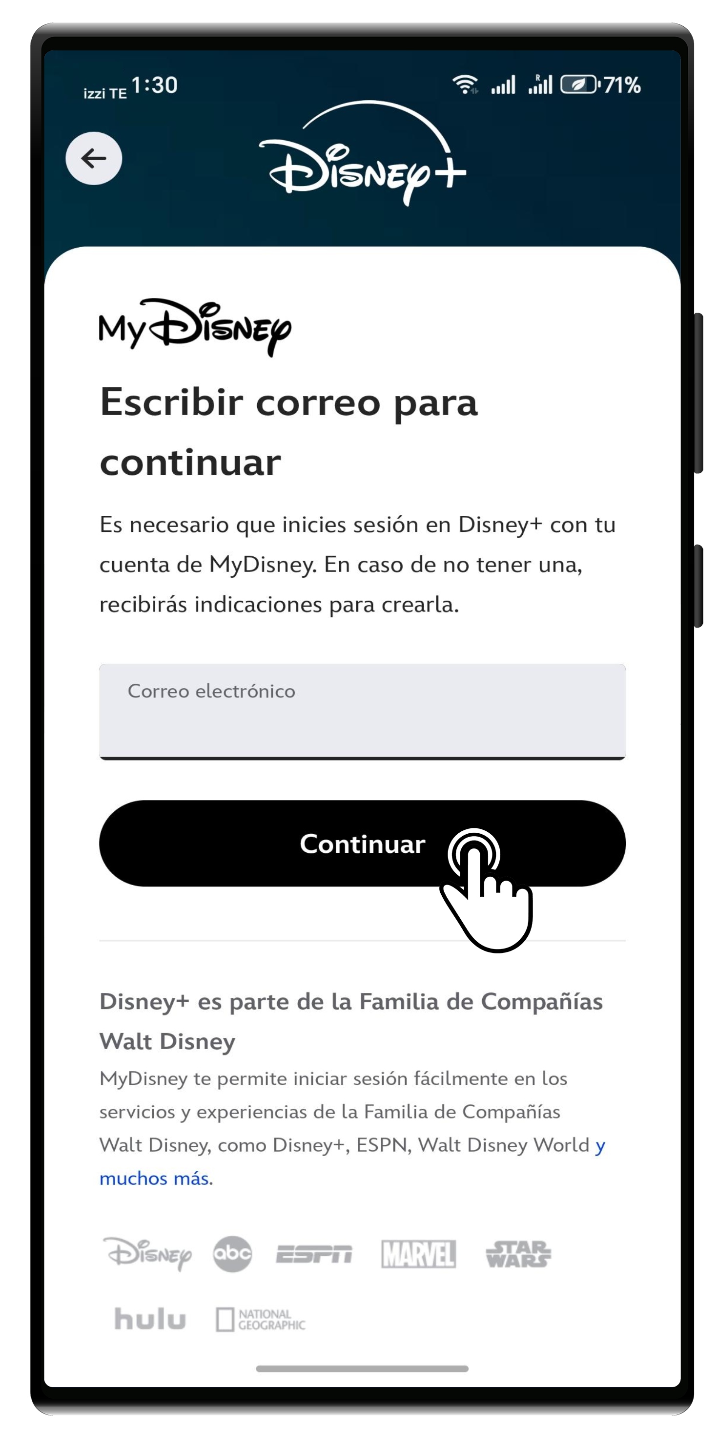 Inicio de sesión Disney+ - Android 3.jpg
