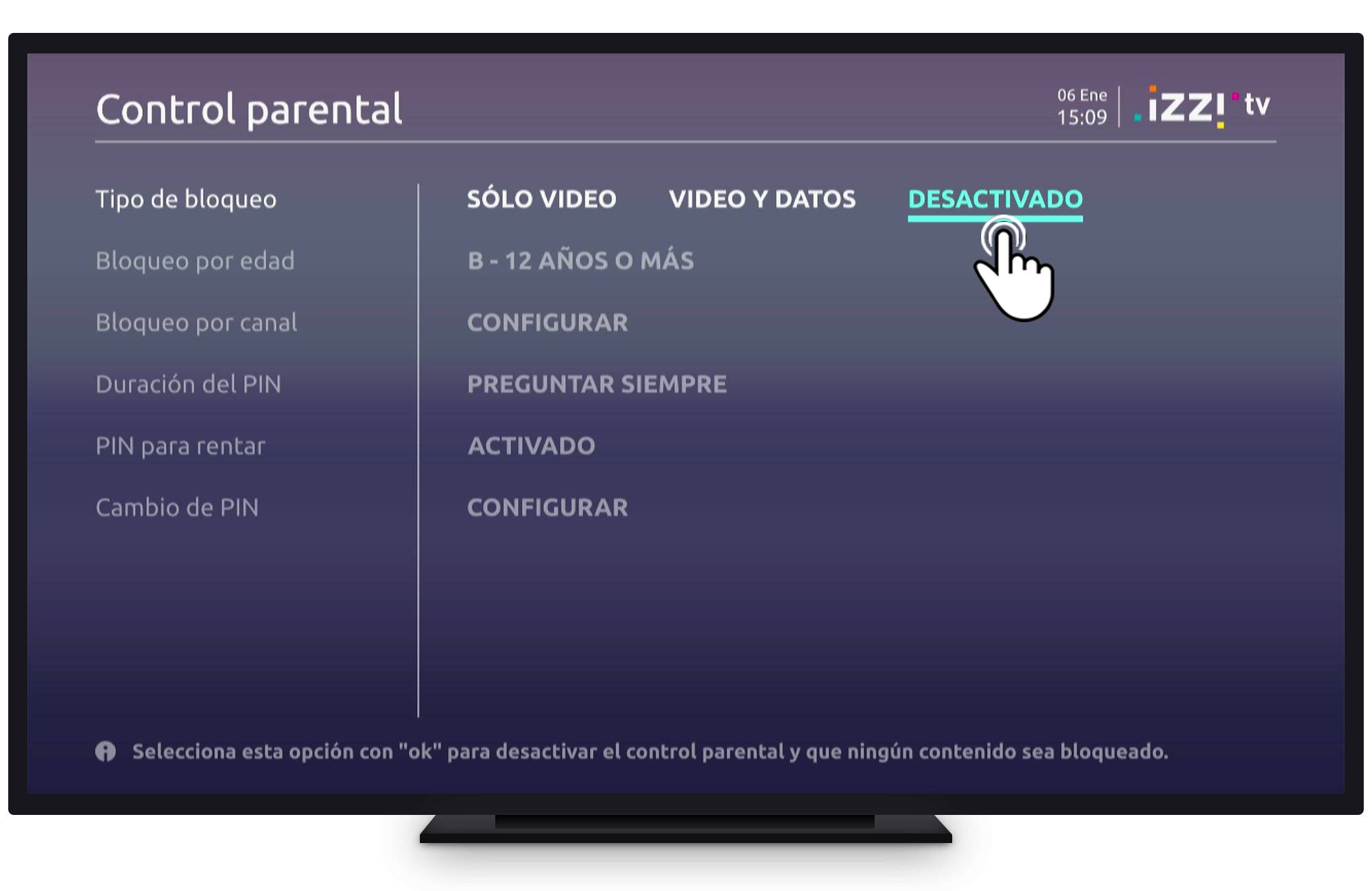 Resetear TV Hisense, Configuracion inicial, Buscar y Ordenar