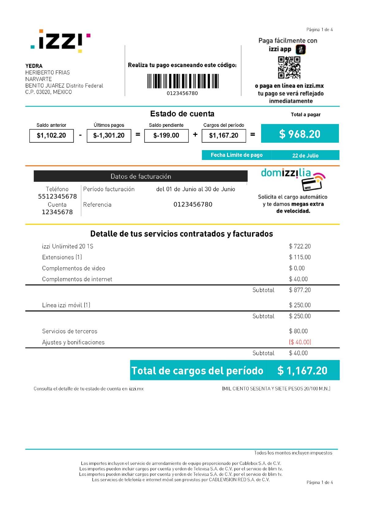 Izzi comprobante de pago image to u