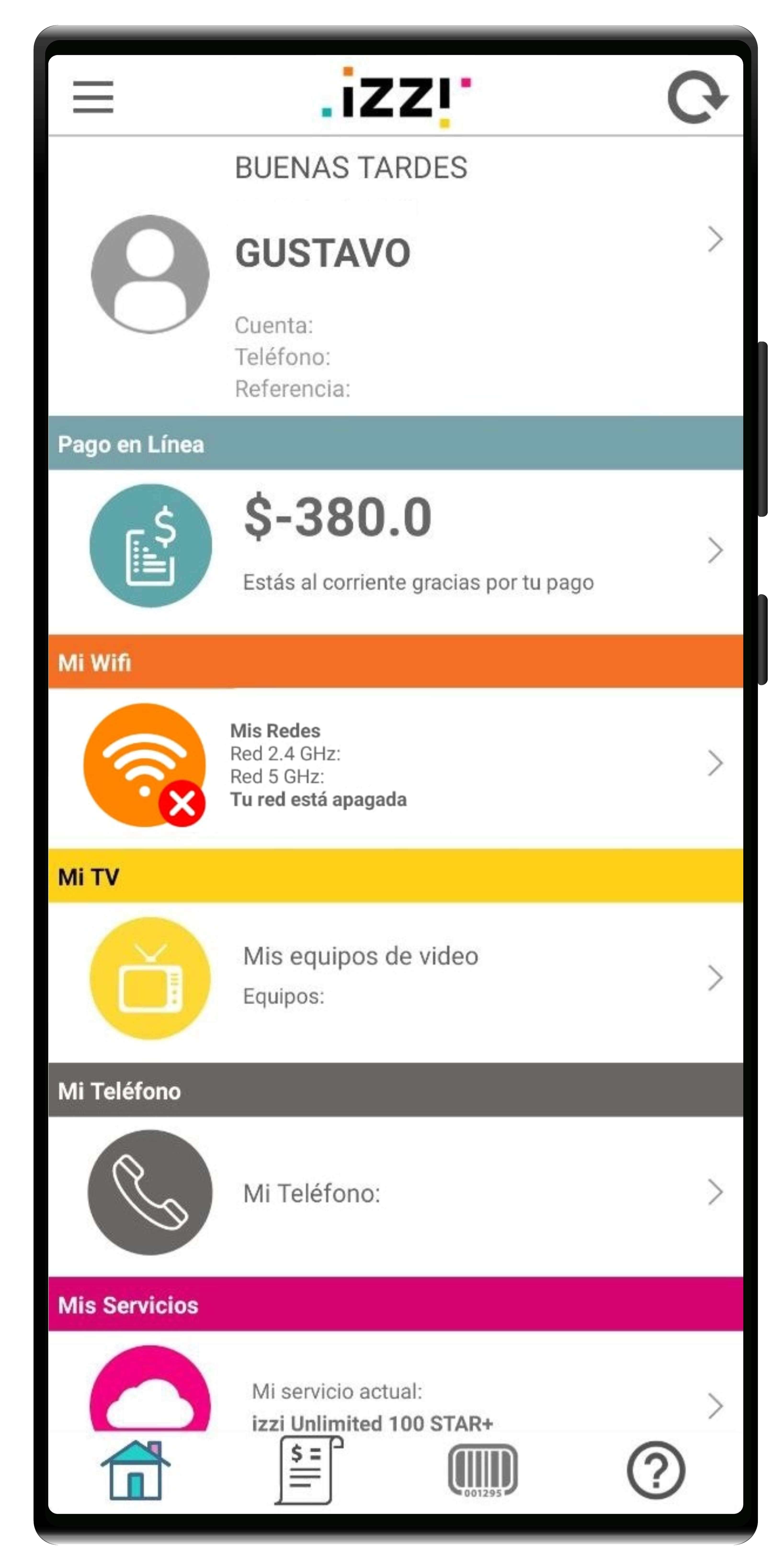 Smartphone sin señal de internet o wifi