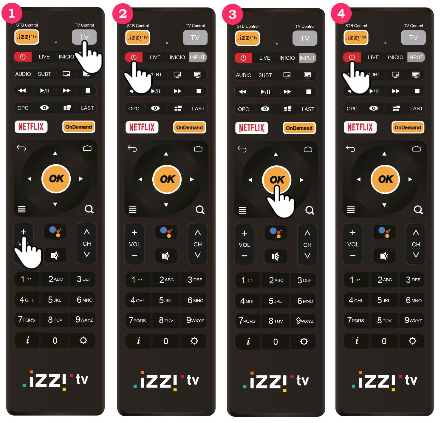 Configura tu control remoto izzi para encender y apagar tu televisor