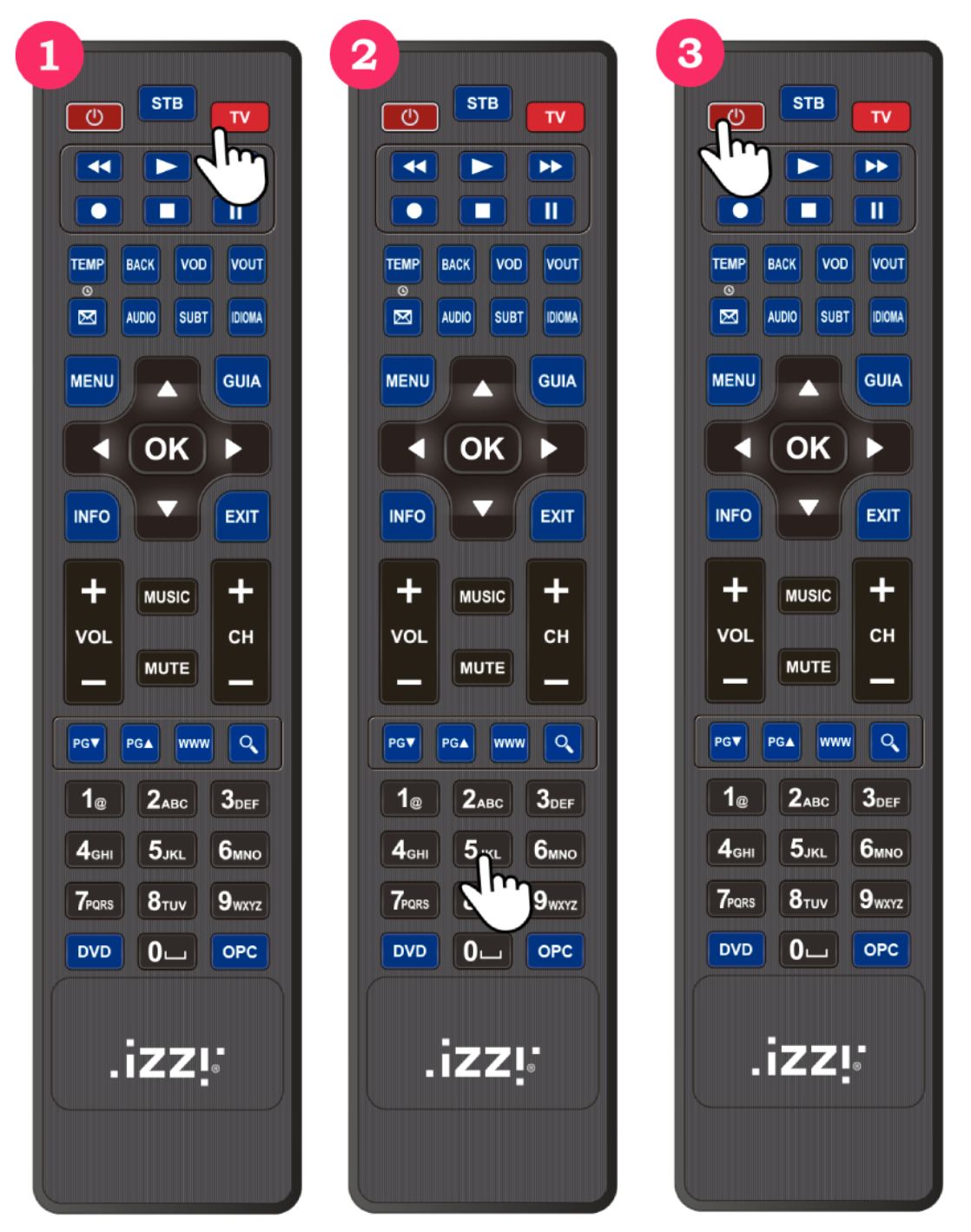 Configura tu control remoto izzi para encender y apagar tu televisor