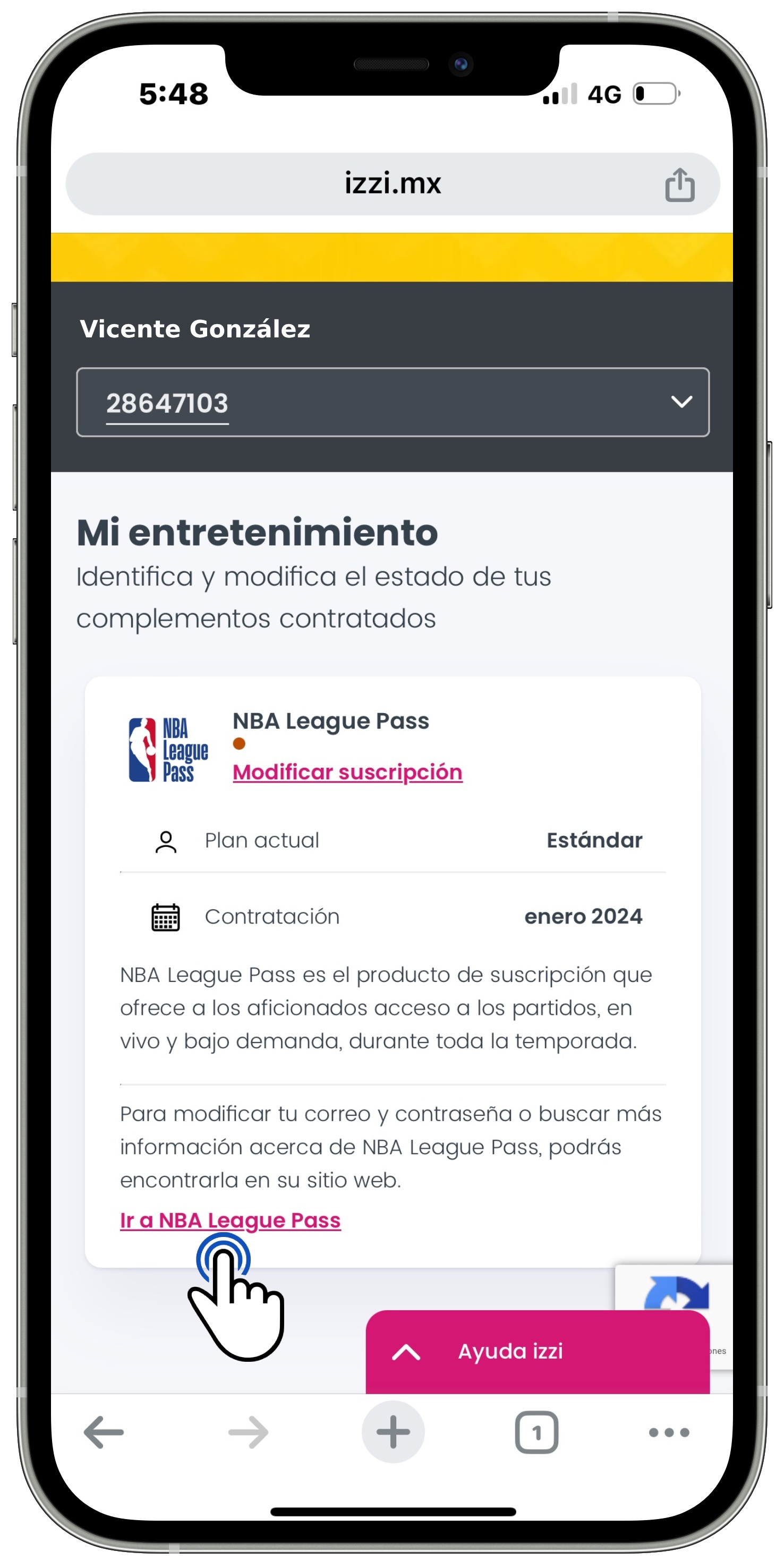 Activa tu ID de NBA League Pass – Ayuda izzi